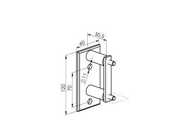 Edelstahl Geländerpfosten Seitenverankerung 40x40 Bauhöhe 1000mm mit 5x Querstabhalter Ø12,0 Geländer V2A geschliffen K320